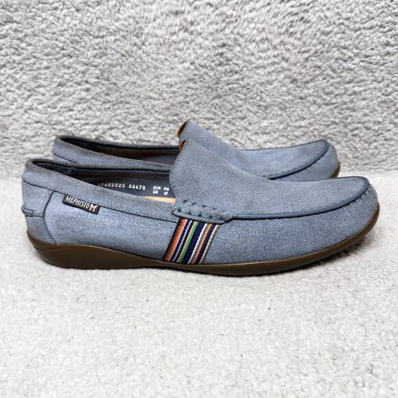 Mephisto Idris Mens Size 10 Slip On Loafers Shoes Jeans Blue Suede Comfort - Picture 1 of 10